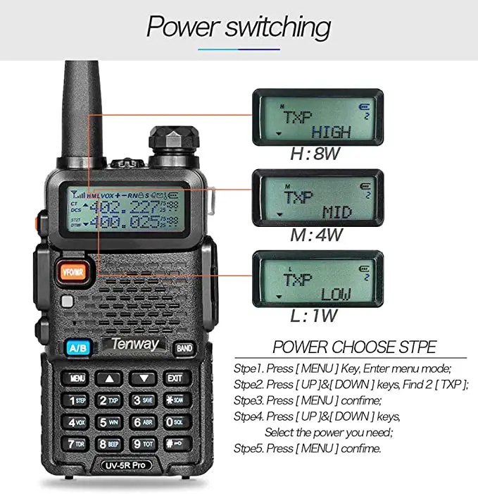 Features of a Tenway Walkie Talkie